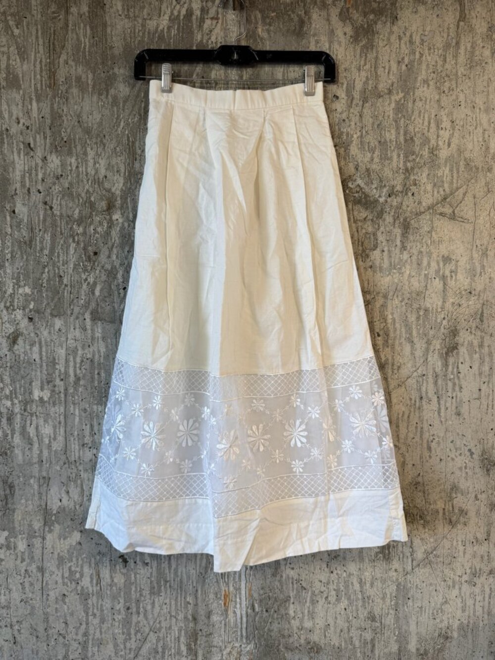 CLOAK OF MANY COLORS Women's Linen Cotton Midi Skirt Size 4 In White